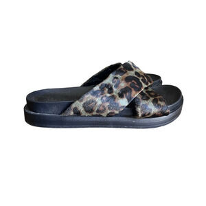 Aerosoles Linney Fur Cheetah Slide Sandal SZ 10.5